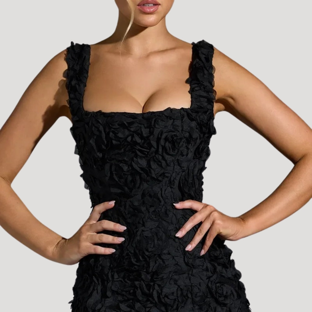 MW | Women's floral Mini-Kleid quadratischen Hals Korsett zurück