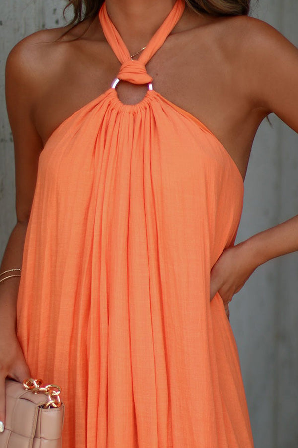 MW | Nolah Maxikleid mit V-Ausschnitt und plissiertem Neckholder