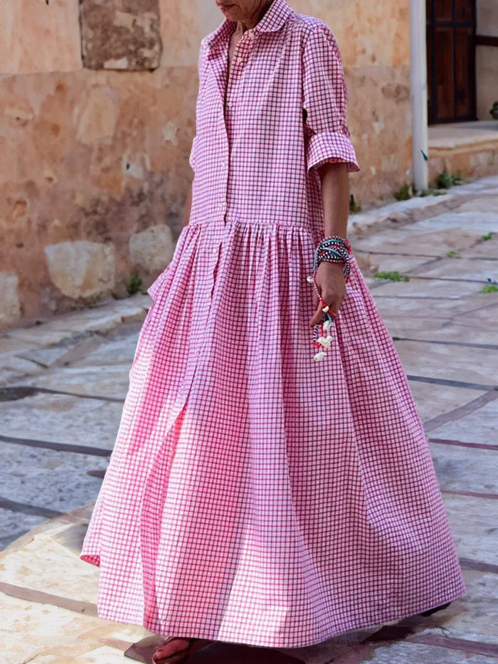 MW | Patchworkkleid mit langen Ärmeln für Frauen