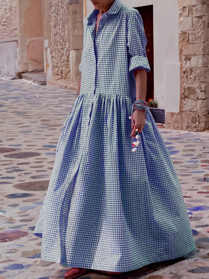 MW | Patchworkkleid mit langen Ärmeln für Frauen