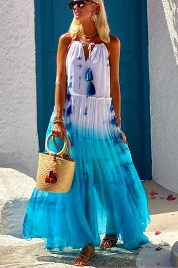 MW | Island Evenings Gradient Print Quastenhalter Maxikleid