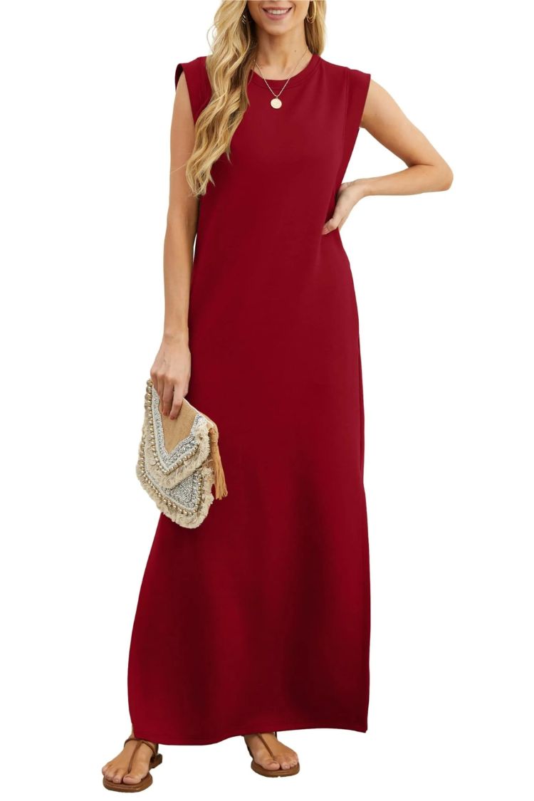 MW | Women's Casual Loose Split Faltenfreies Maxikleid