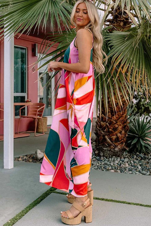 MW | Boho Print Slip Ärmelloses Maxikleid