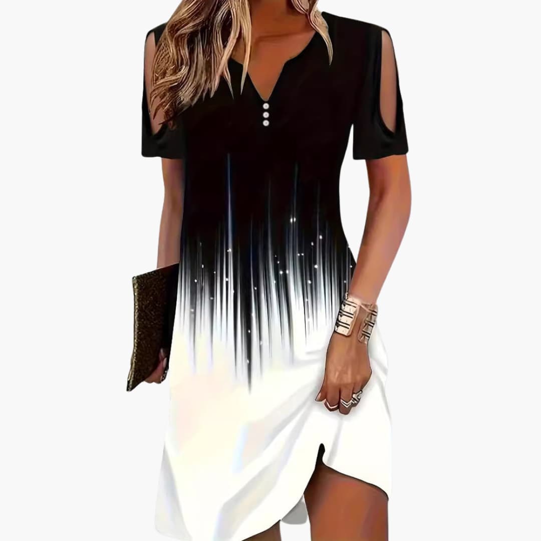 MW | Damen Boho-Midikleid mit ausgeschnittenen Ärmeln und Schlitz