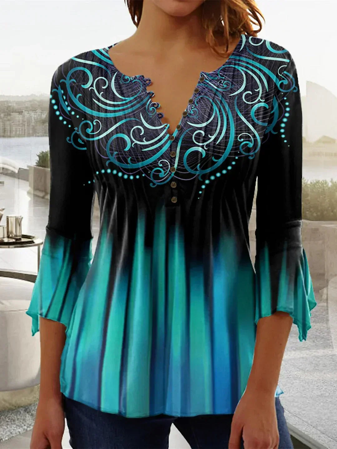 MW | Damen Top mit grafischem Blumenprint
