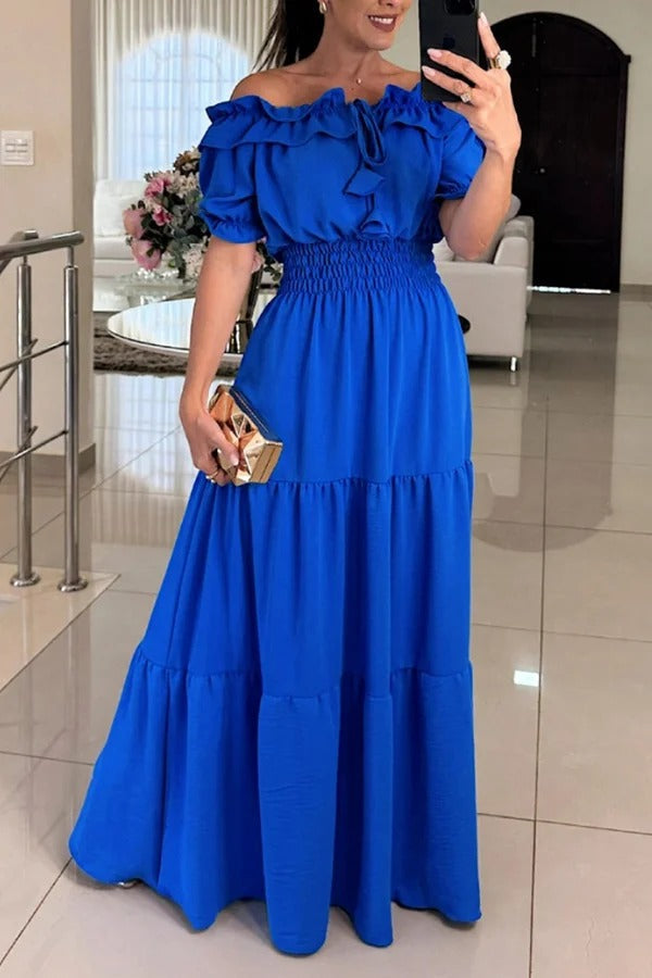 MW | Admit Your Feelings Schulterfreies Maxikleid mit gesmokter Taille