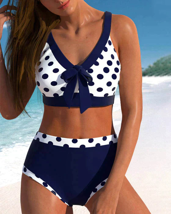 MW | Hohe Taille Patchwork Polka Dot Bikinis