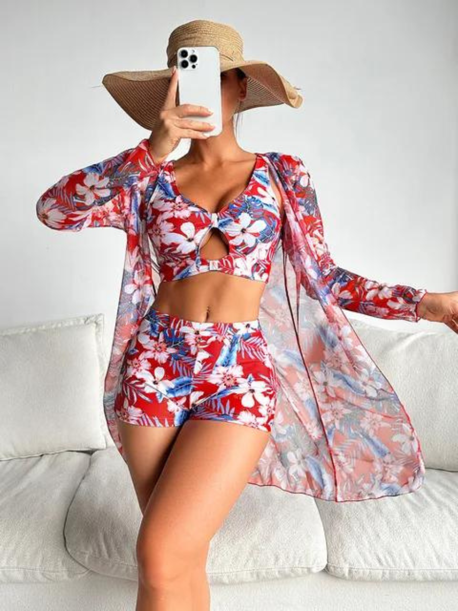 MW | Sexy Floral Badeanzug mit hoher Taille