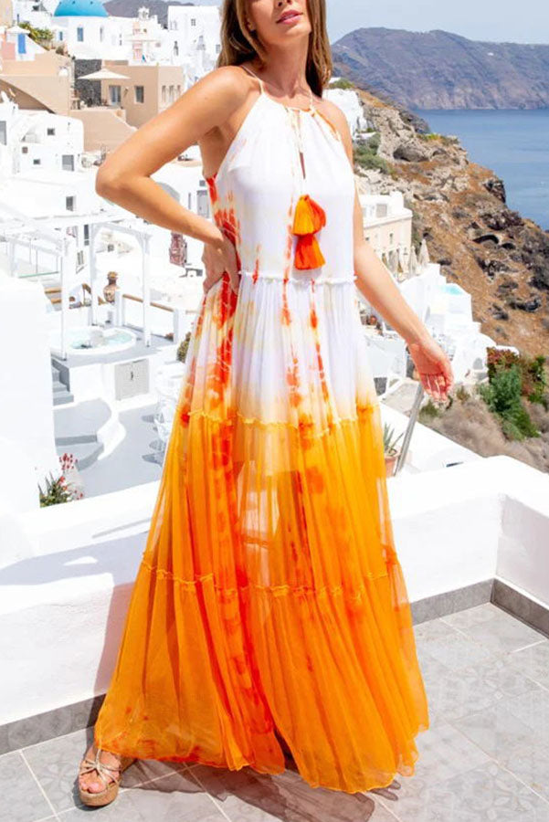 MW | Island Evenings Gradient Print Quastenhalter Maxikleid