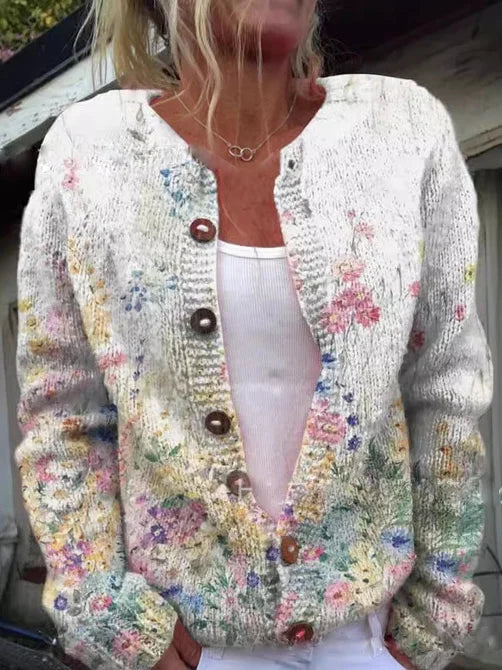 MW | Strickjacke mit floralem Muster