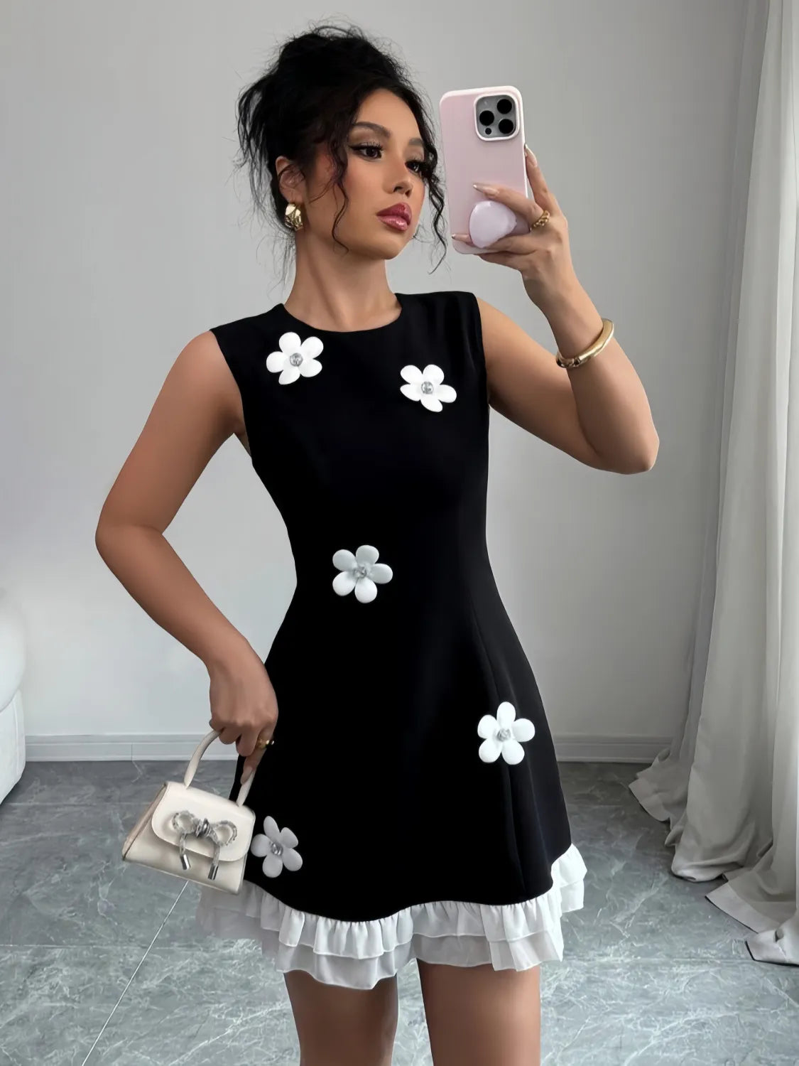 MW | Blume Rundhalsausschnitt Ärmelloses Kleid