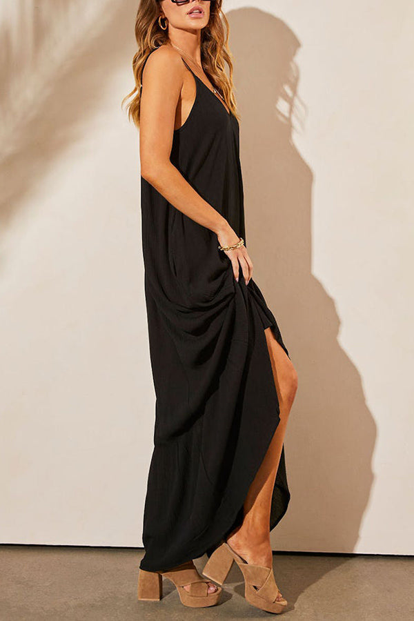MW | KIMONIE Einfarbiges Maxikleid mit Tasche
