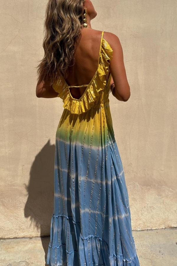MW | Gold Lurex Tie-Dye Maxikleid
