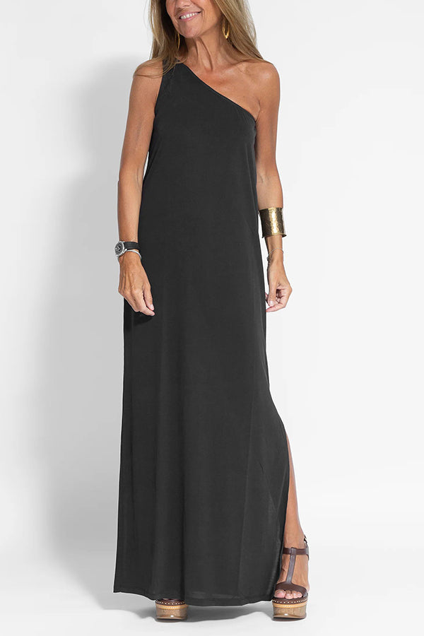 MW | Makellos und frei Ein-Schulter-Maxi-Kleid mit entspanntem Schlitz