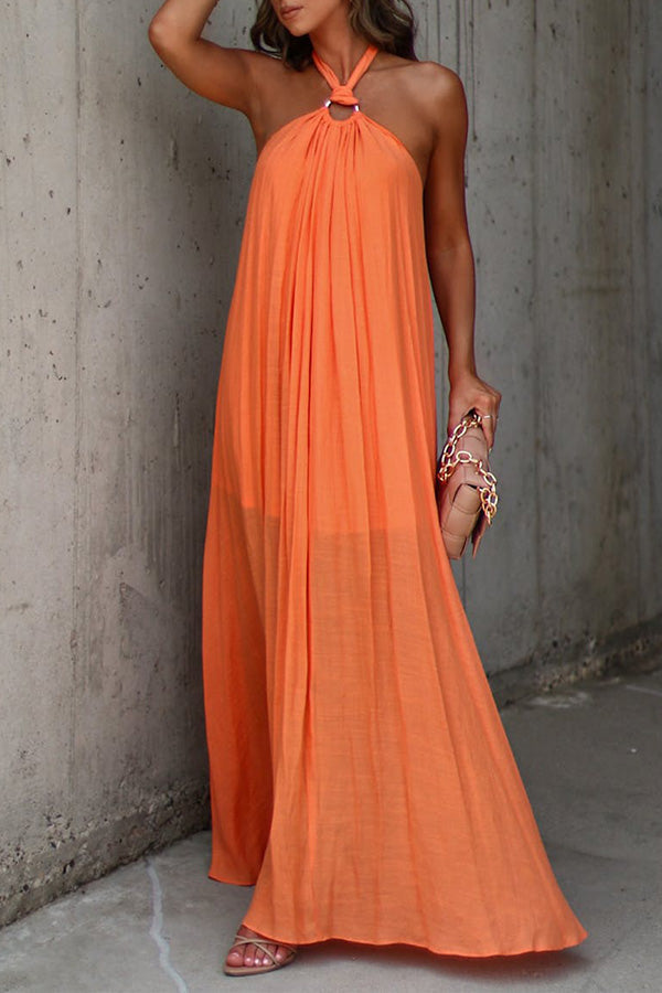 MW | Nolah Maxikleid mit V-Ausschnitt und plissiertem Neckholder
