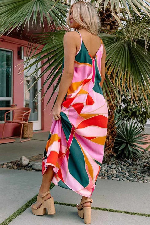 MW | Boho Print Slip Ärmelloses Maxikleid