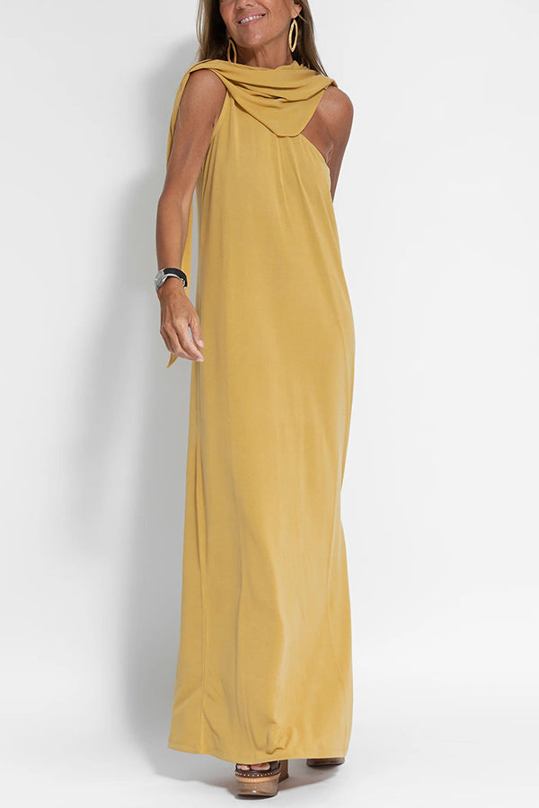 MW | Makellos und frei Ein-Schulter-Maxi-Kleid mit entspanntem Schlitz