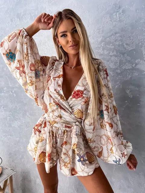 MW | Damen bedruckter Jumpsuit im böhmischen Stil