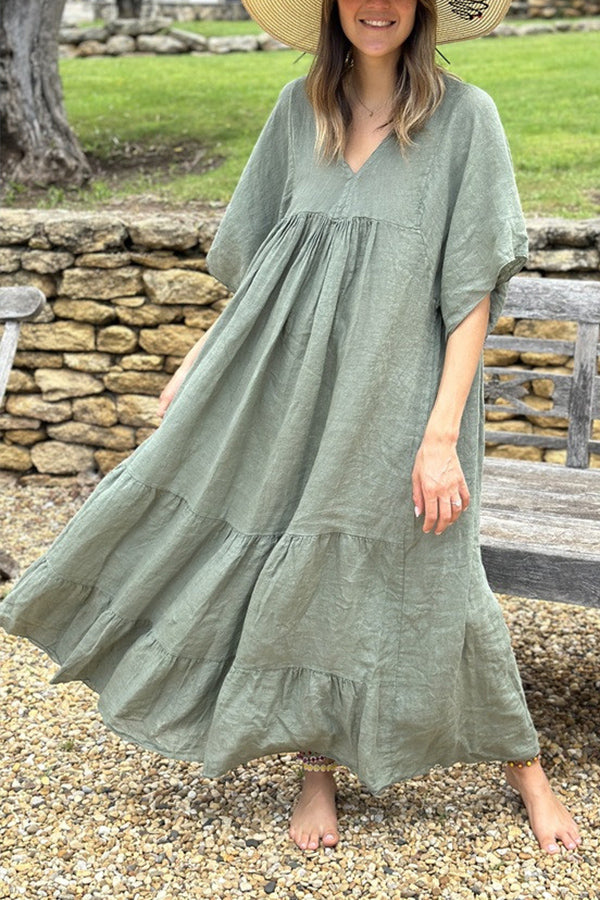 MW | MIRA Maxikleid mit V-Ausschnitt und Streifen