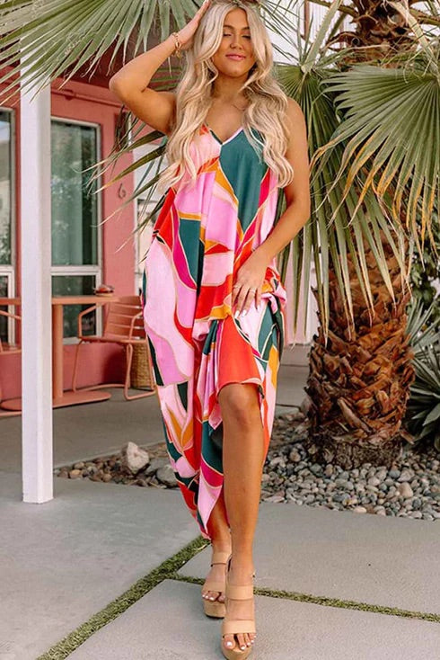 MW | Boho Print Slip Ärmelloses Maxikleid