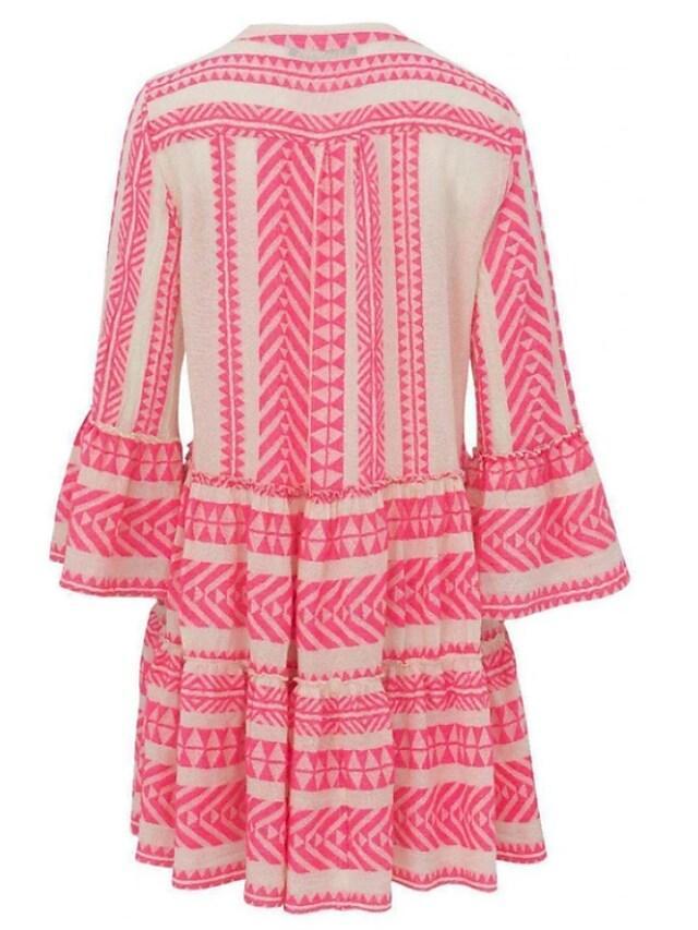 MW | Swing Kleid Kurzes Minikleid Schwarz Blau Blushing Pink Grün 3/4 Länge Ärmel Geometrischer Druck Frühling Sommer V-Ausschnitt Boho Flare Manschette Ärmel 2021 S M L XL XXL 3XL