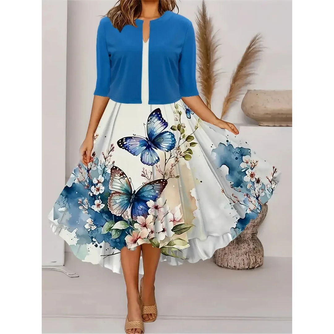 MW | Plissiertes Minikleid mit kurzen Ärmeln