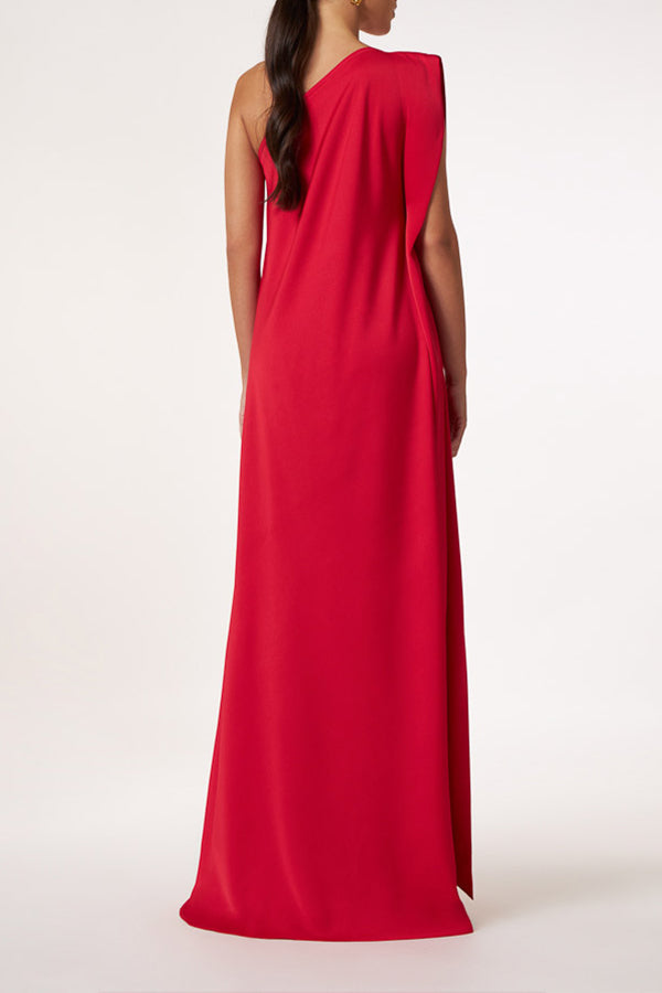 MW | Zeitloser Charme Ein-Schulter A-Linie Elegantes Maxikleid