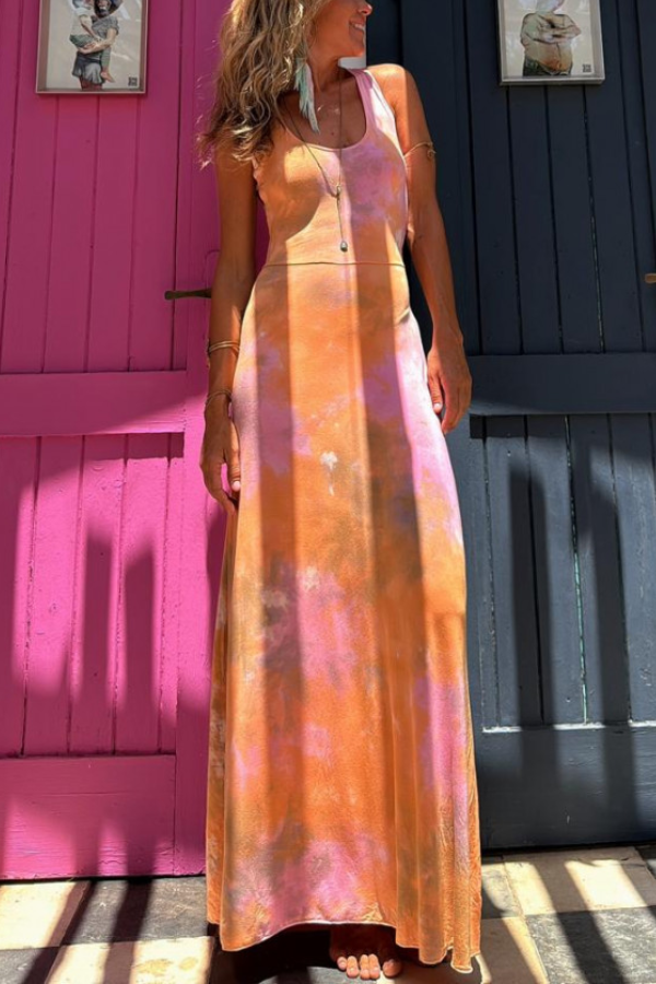MW | Kreuz Rücken Stretch Maxi Kleid