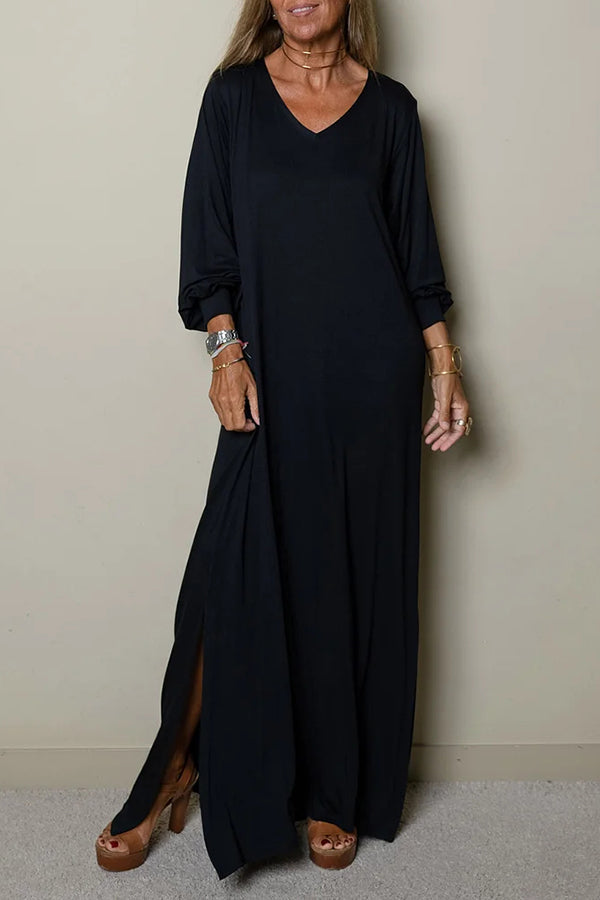 MW | Damen Lässiges Maxikleid mit V-Ausschnitt