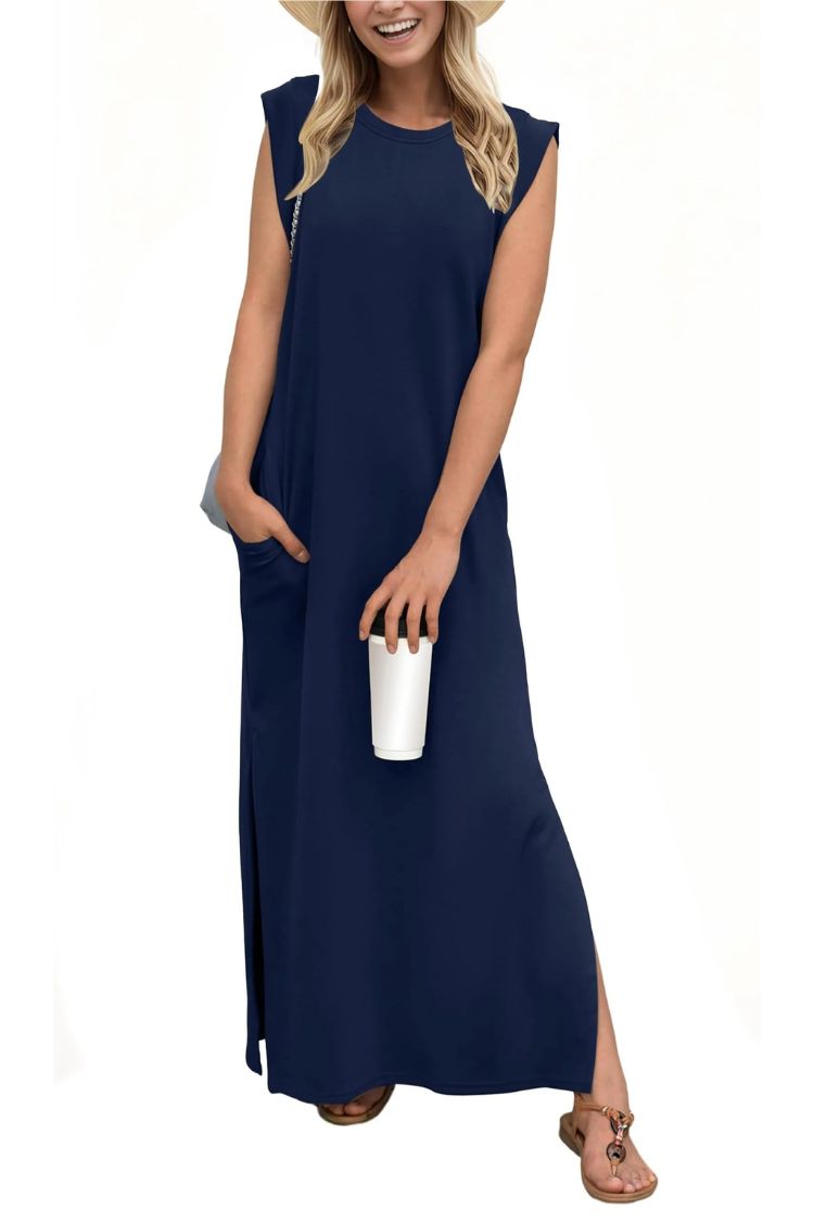 MW | Women's Casual Loose Split Faltenfreies Maxikleid