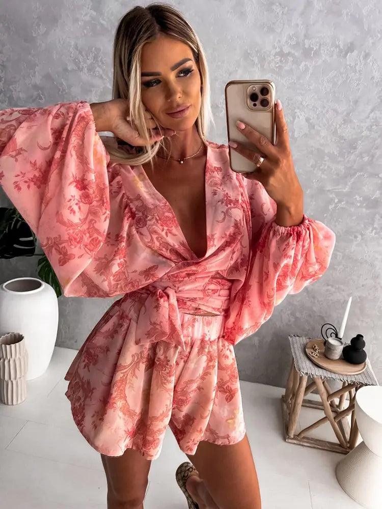 MW | Damen bedruckter Jumpsuit im böhmischen Stil