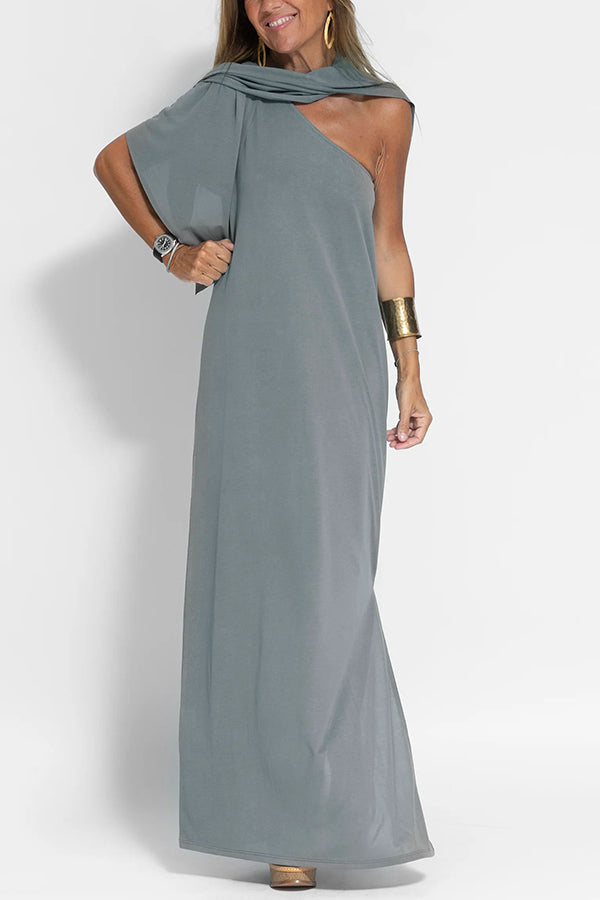 MW | Makellos und frei Ein-Schulter-Maxi-Kleid mit entspanntem Schlitz