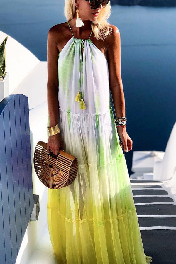 MW | Island Evenings Gradient Print Quastenhalter Maxikleid