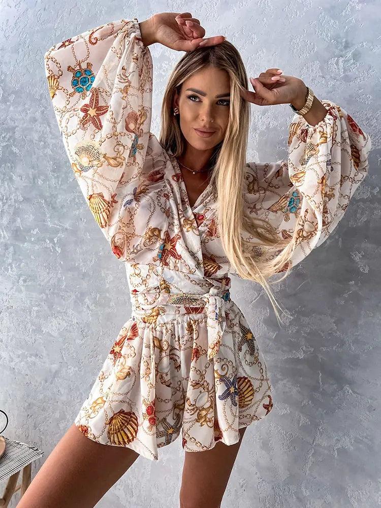 MW | Damen bedruckter Jumpsuit im böhmischen Stil
