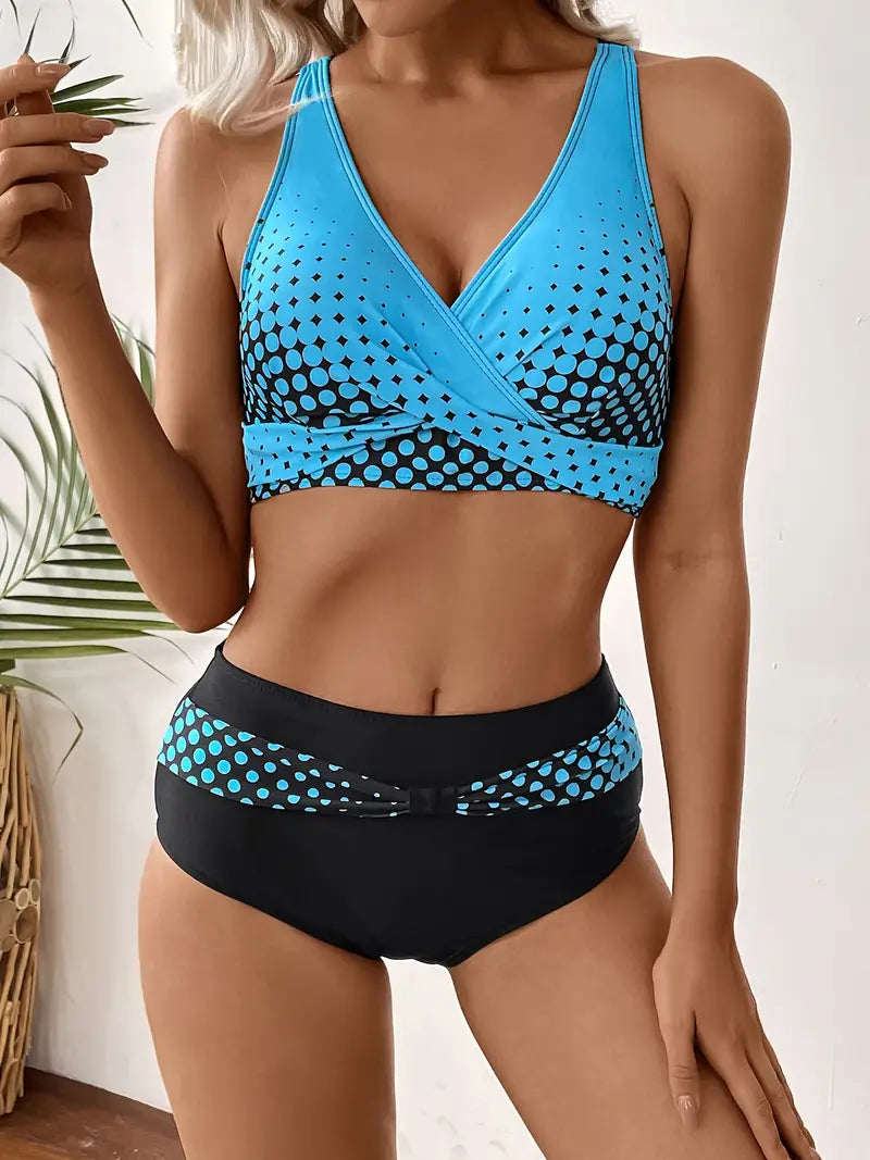 MW | Modischer und schicker Random Print V-Ausschnitt Bikini