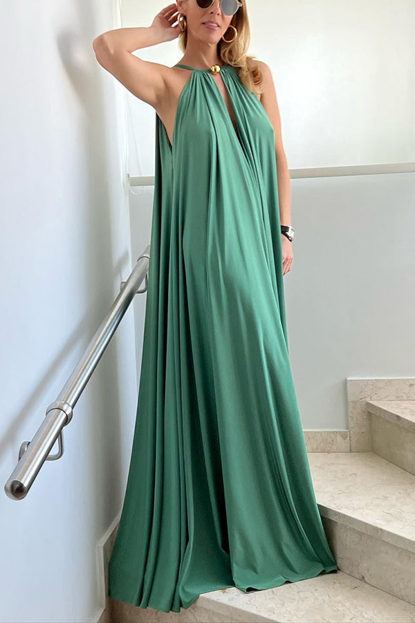 MW | Griechische Göttin Unverwechselbar Goldener Neckholder A-line Maxikleid