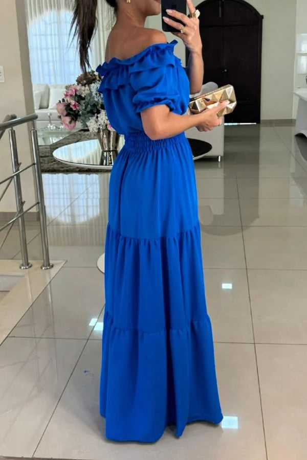 MW | Admit Your Feelings Schulterfreies Maxikleid mit gesmokter Taille