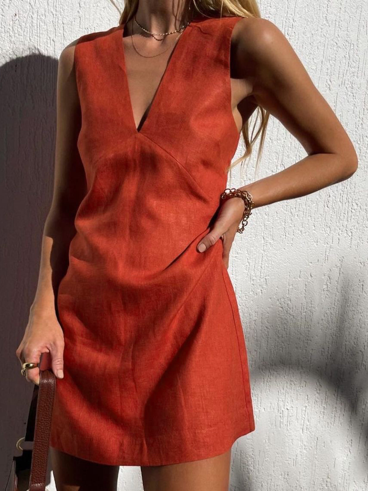 MW | Stylisches Minikleid mit V-Ausschnitt für Frauen