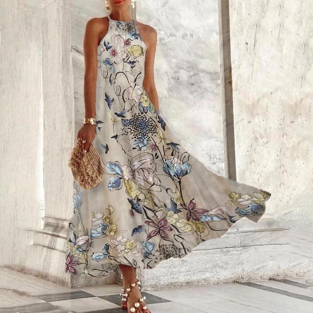 MW | Langes ärmelloses Neckholder-Kleid