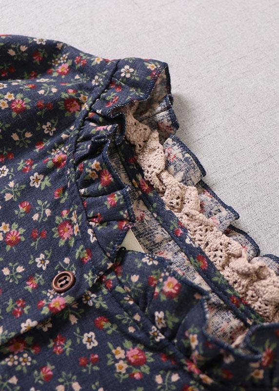 MW | Kleid mit Volants, Patches und Herbstdruck, langärmlig