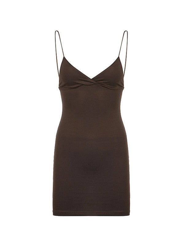 MW | Vintage Braunes Slip-Minikleid