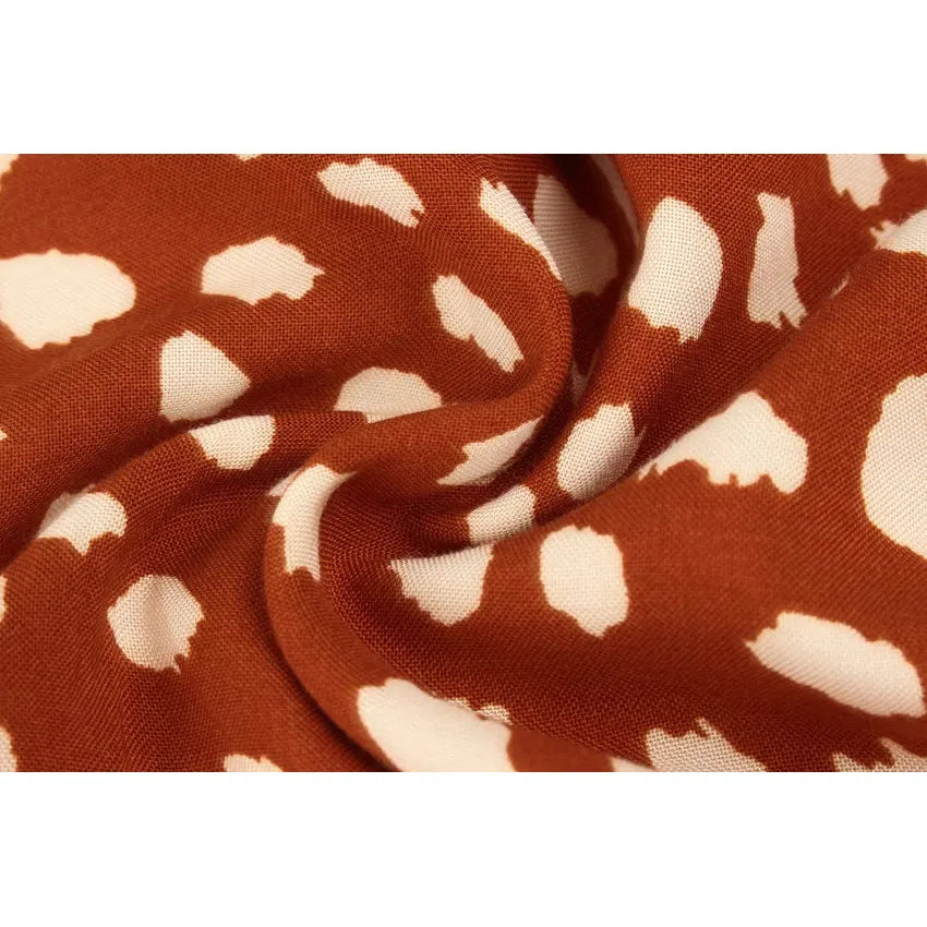 MW | Dots Print Weißes Kleid Frauen Sommer Kurzarm Tunika Boho Midi Kleider