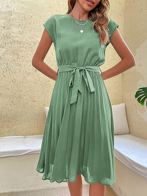 MW | Bella- Kurzärmeliges Minikleid mit Falten