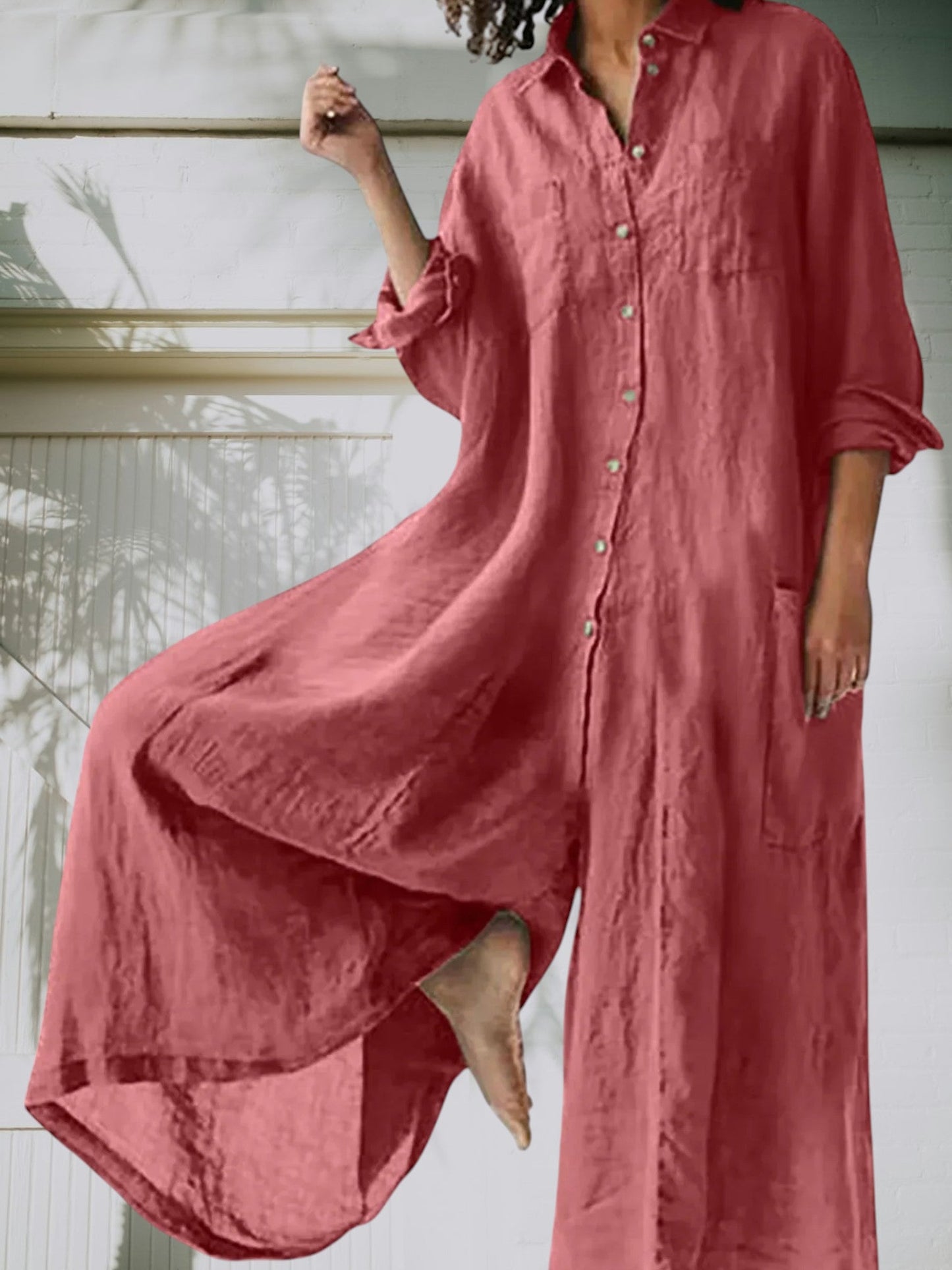 MW | Eleganter Damen Jumpsuit aus hochwertigem, atmungsaktivem Material, lange Ärmel, lange Beine, zeitlos und vielseitig