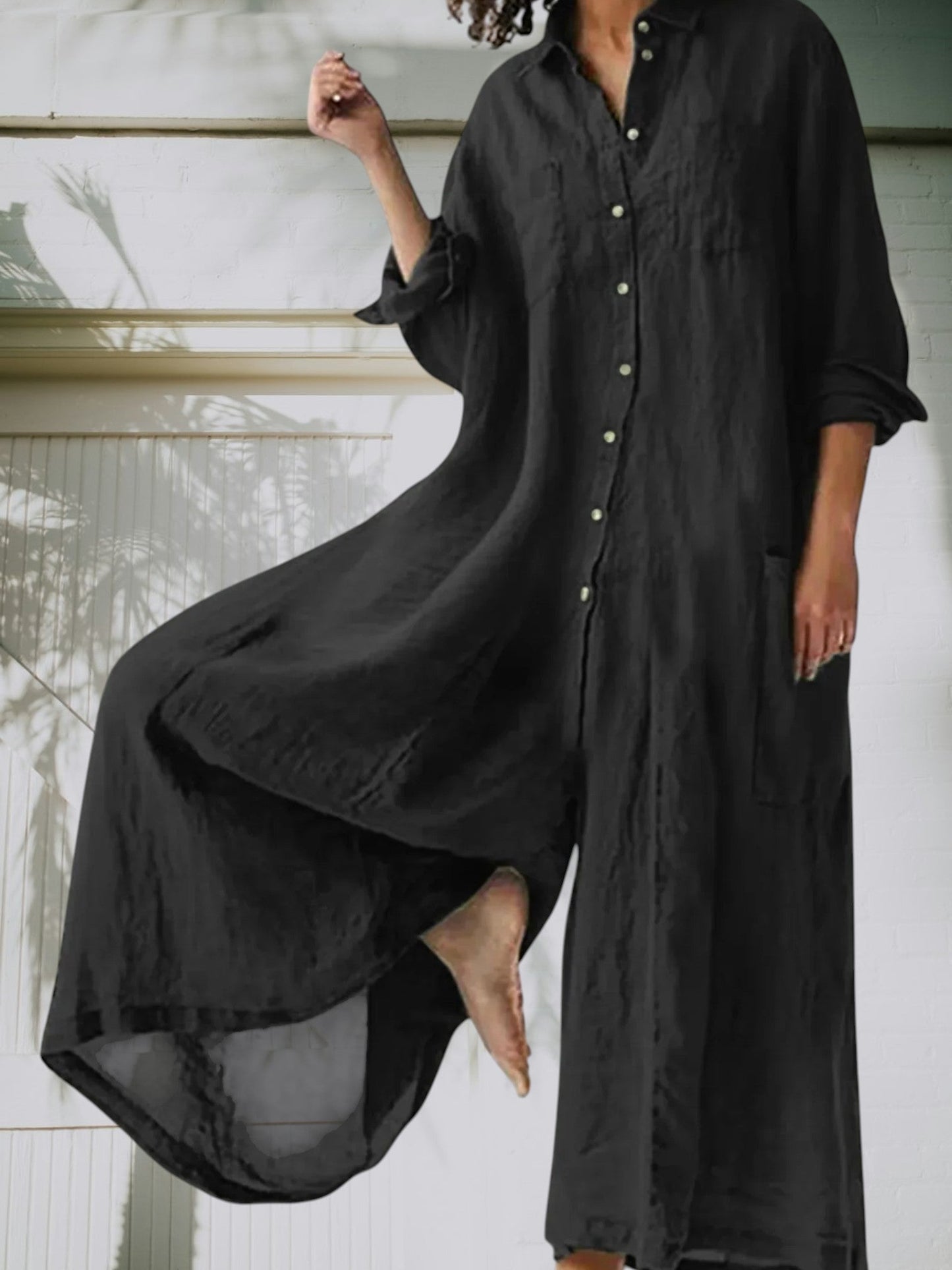 MW | Eleganter Damen Jumpsuit aus hochwertigem, atmungsaktivem Material, lange Ärmel, lange Beine, zeitlos und vielseitig