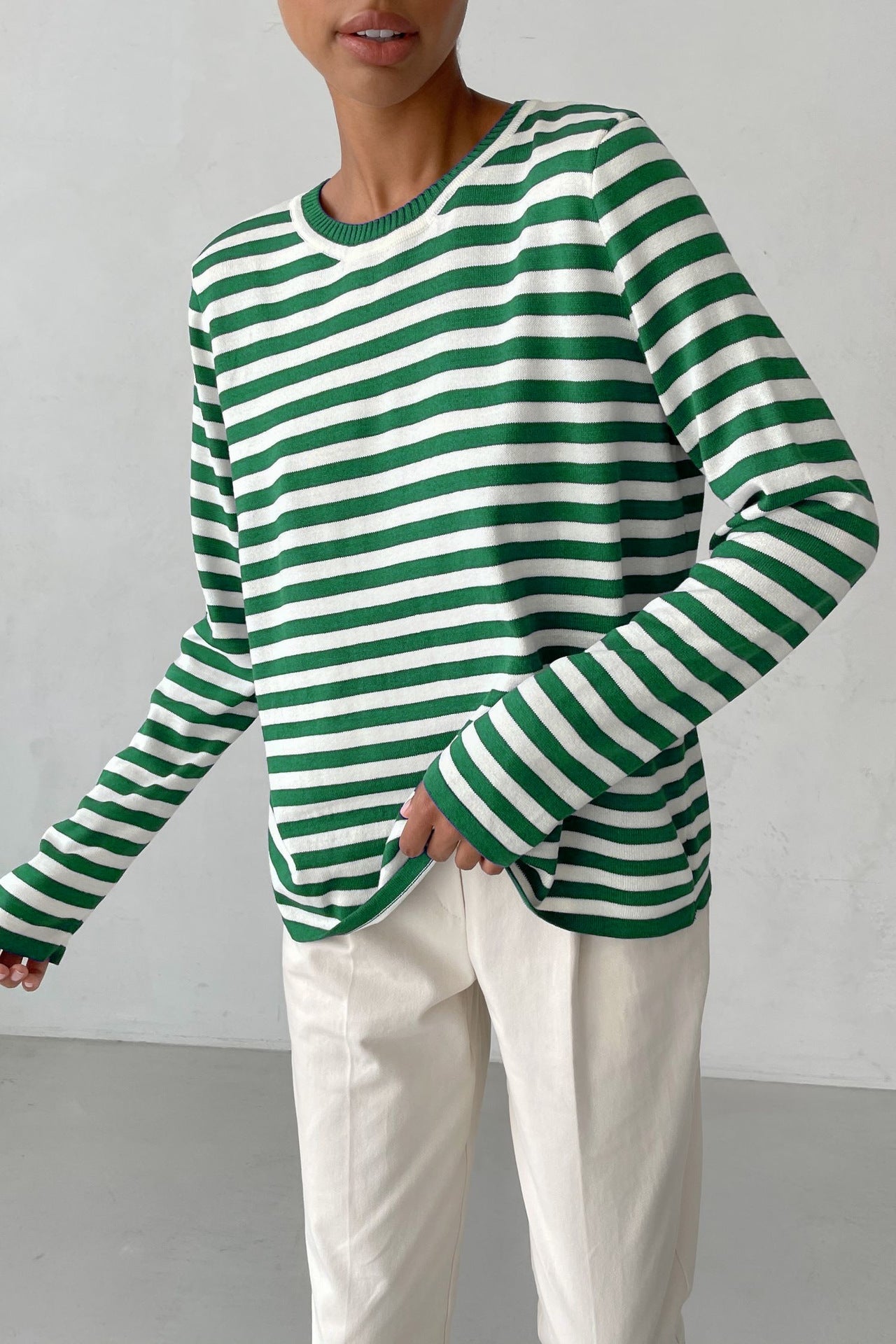 1+1 FREE: MW | Klassisches gestreiftes langärmeliges Shirt