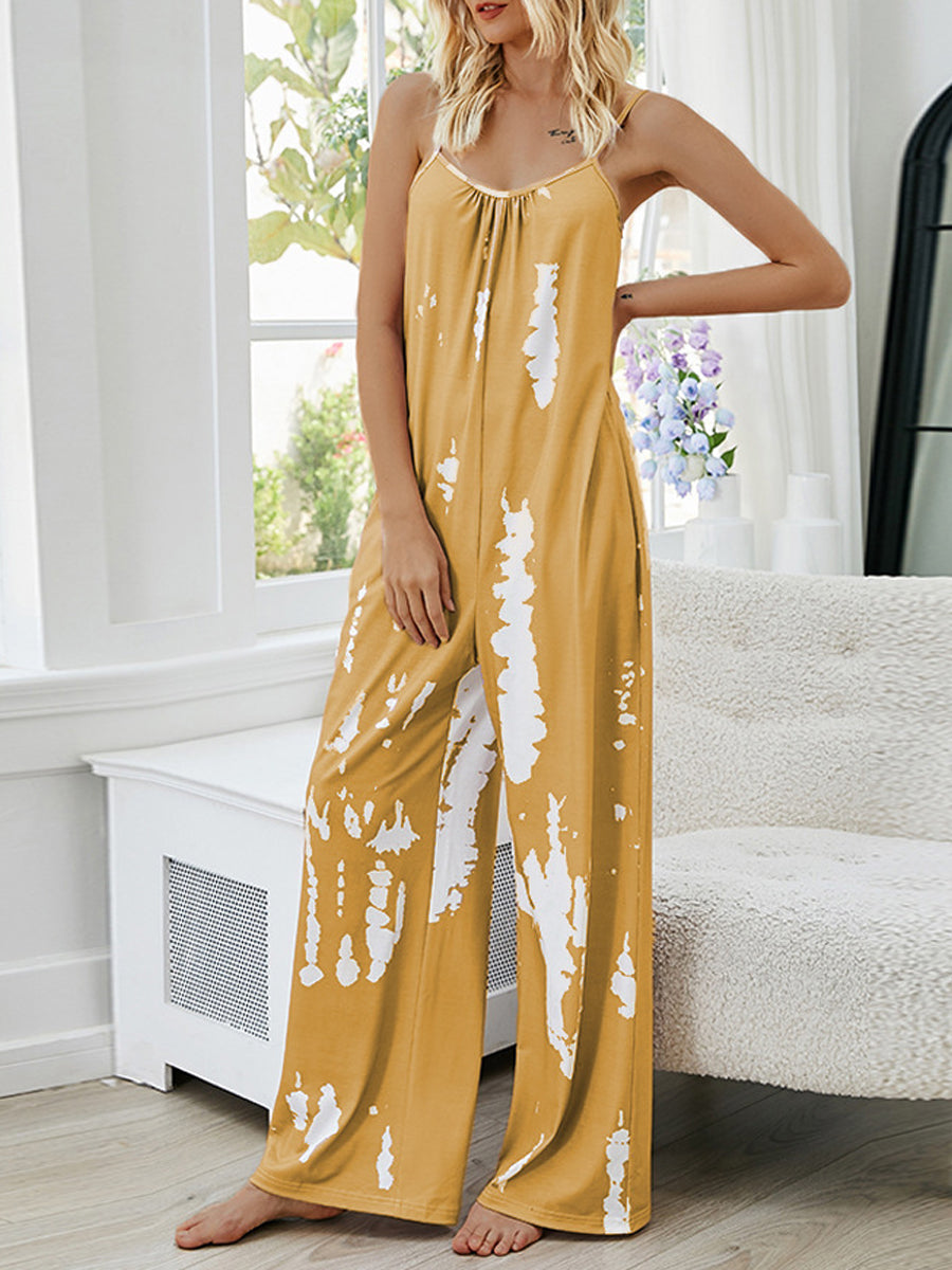 MW | Floral Krawattengürtel Läufer Ärmel Schlitz Jumpsuit
