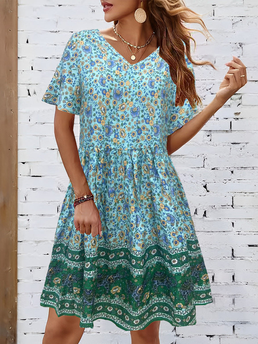 MW | Bohemian Tie Neck Minikleid