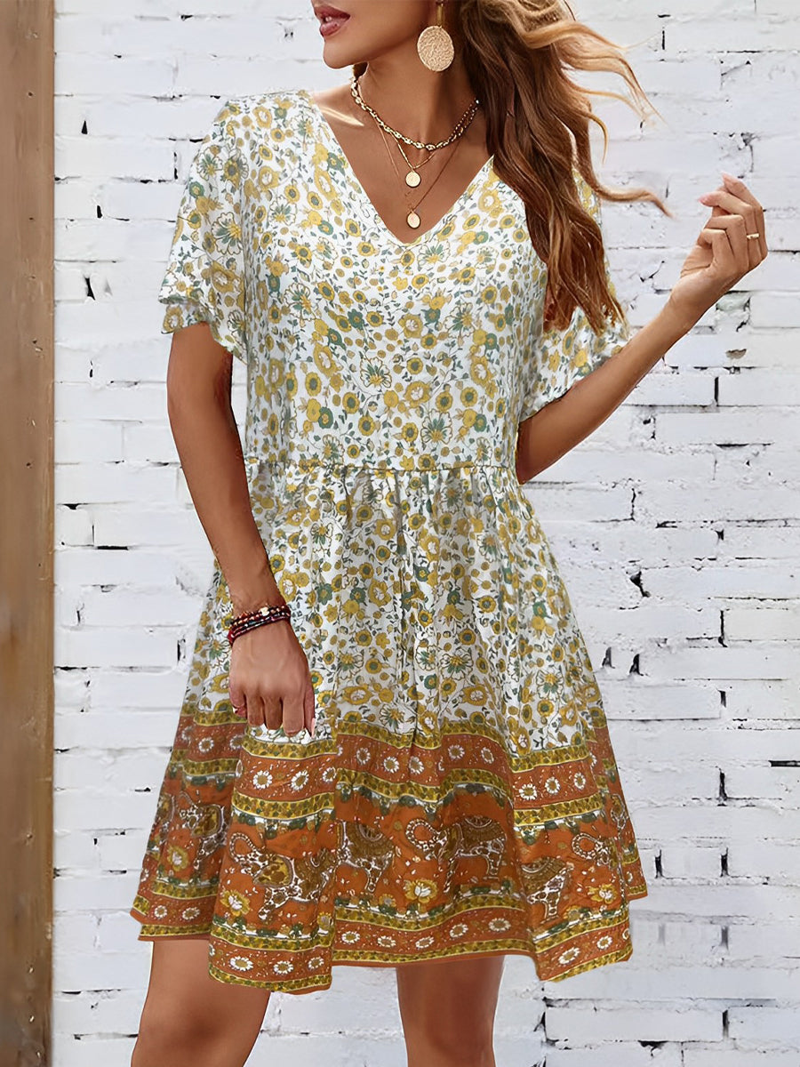 MW | Bohemian Tie Neck Minikleid