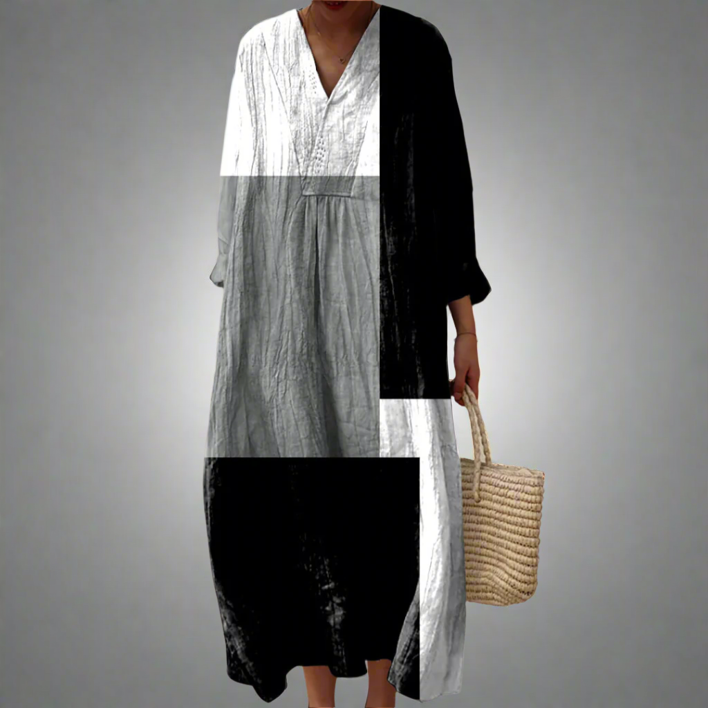 MW | Maxikleid aus abstraktem Patchwork